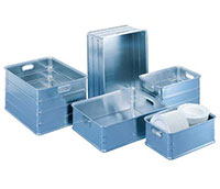 Aluminium transport manden in verschillende formaten.