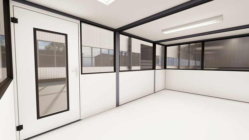 3d render van cubistic cabine binnenin 3d render van cubistic cabine binnenin